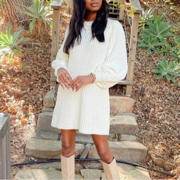 Mumu Cream Chenille Knit Dixon Sweater Dress - Picture 3 of 11